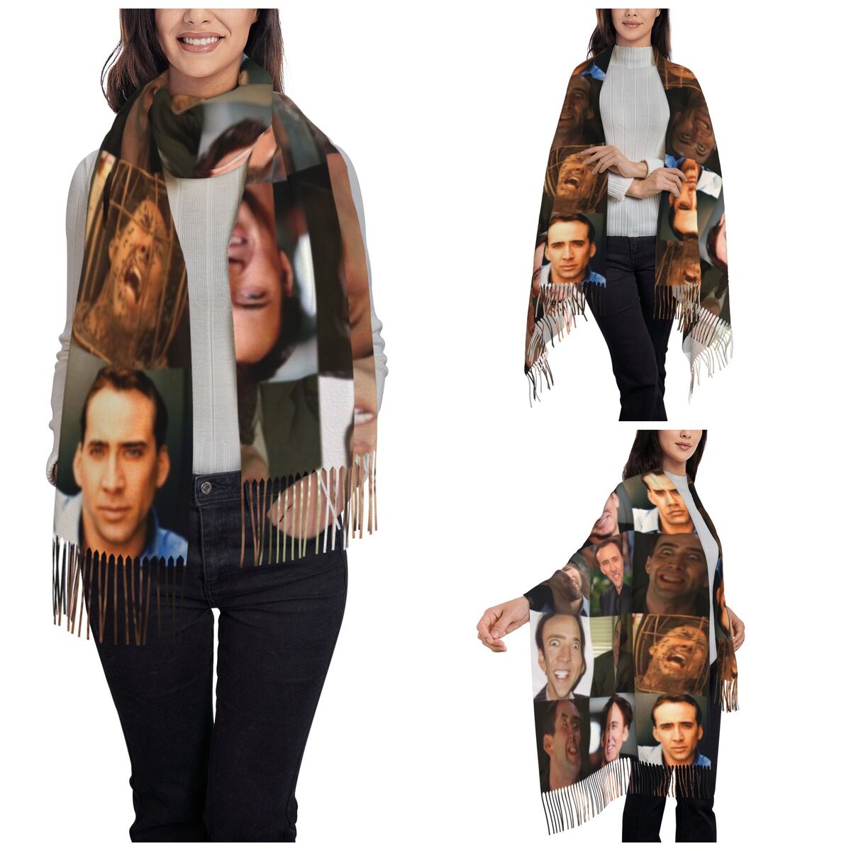 Nicolas Cage Funny Face Meme S - Pashmina Wrap Large avaliação e preço
