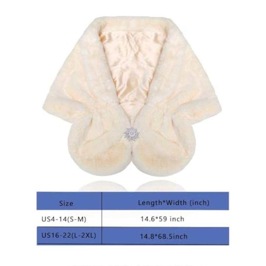 Aukmla Women's Wedding Fur Wra - Stole Wedding Shawl avaliação e preço