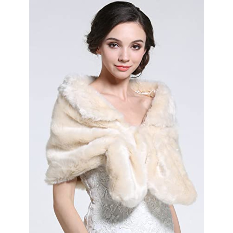 Aukmla Women's Wedding Fur Wra - Stole Wedding Shawl avaliação e preço