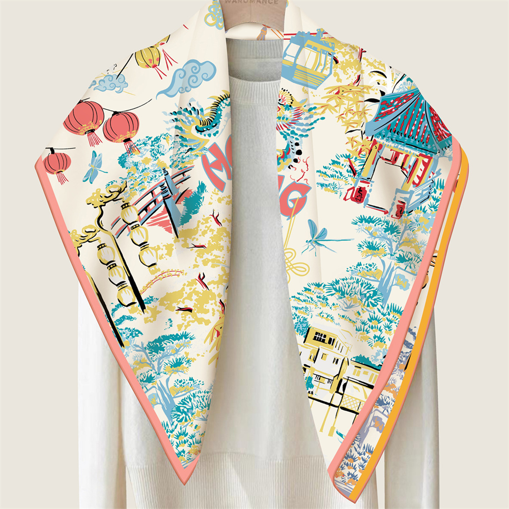 90CMTwill Silk Scarf Women Dou - Scarf Silk Square avaliação e preço