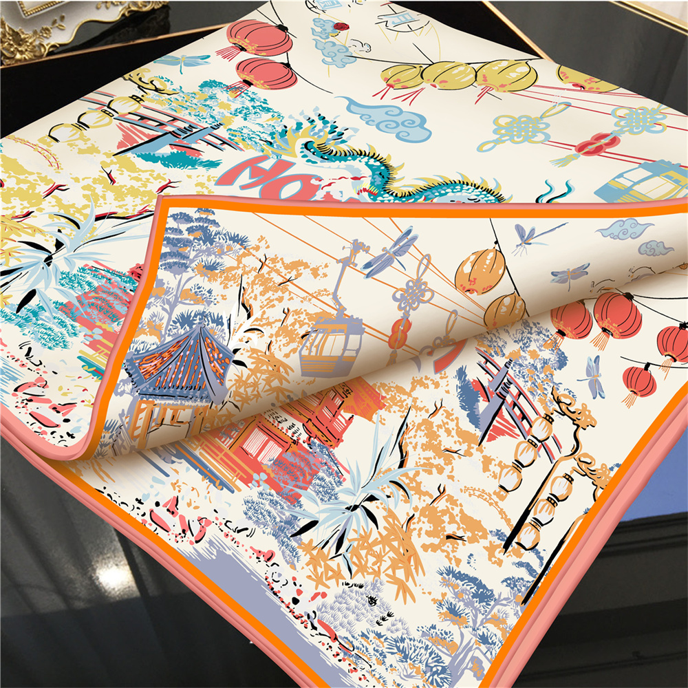 90CMTwill Silk Scarf Women Dou - Scarf Silk Square avaliação e preço