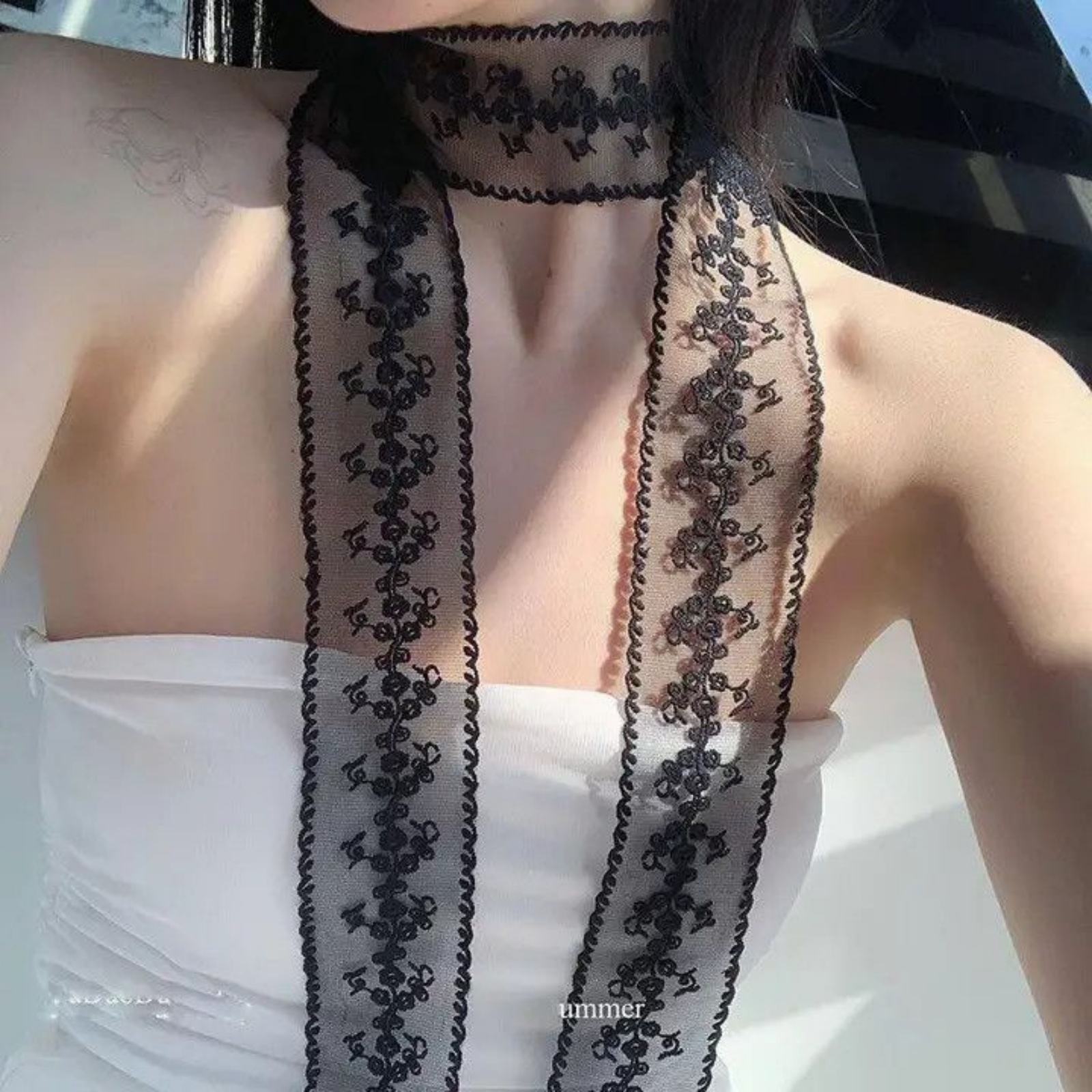 Korean Ins White Lace Ribbon S - Ascot Neck Scarf avaliação e preço