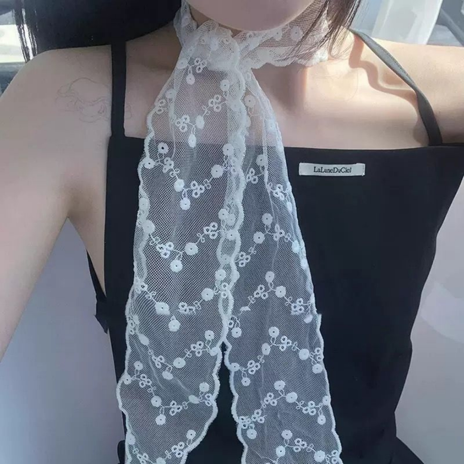 Korean Ins White Lace Ribbon S - Ascot Neck Scarf avaliação e preço