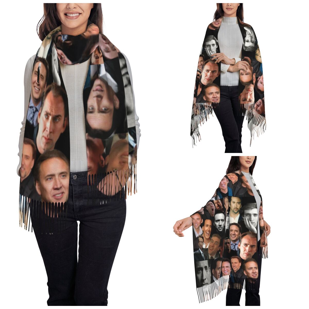 Nicolas Cage Colllage Shawl Wr - Pashmina Wrap Large avaliação e preço