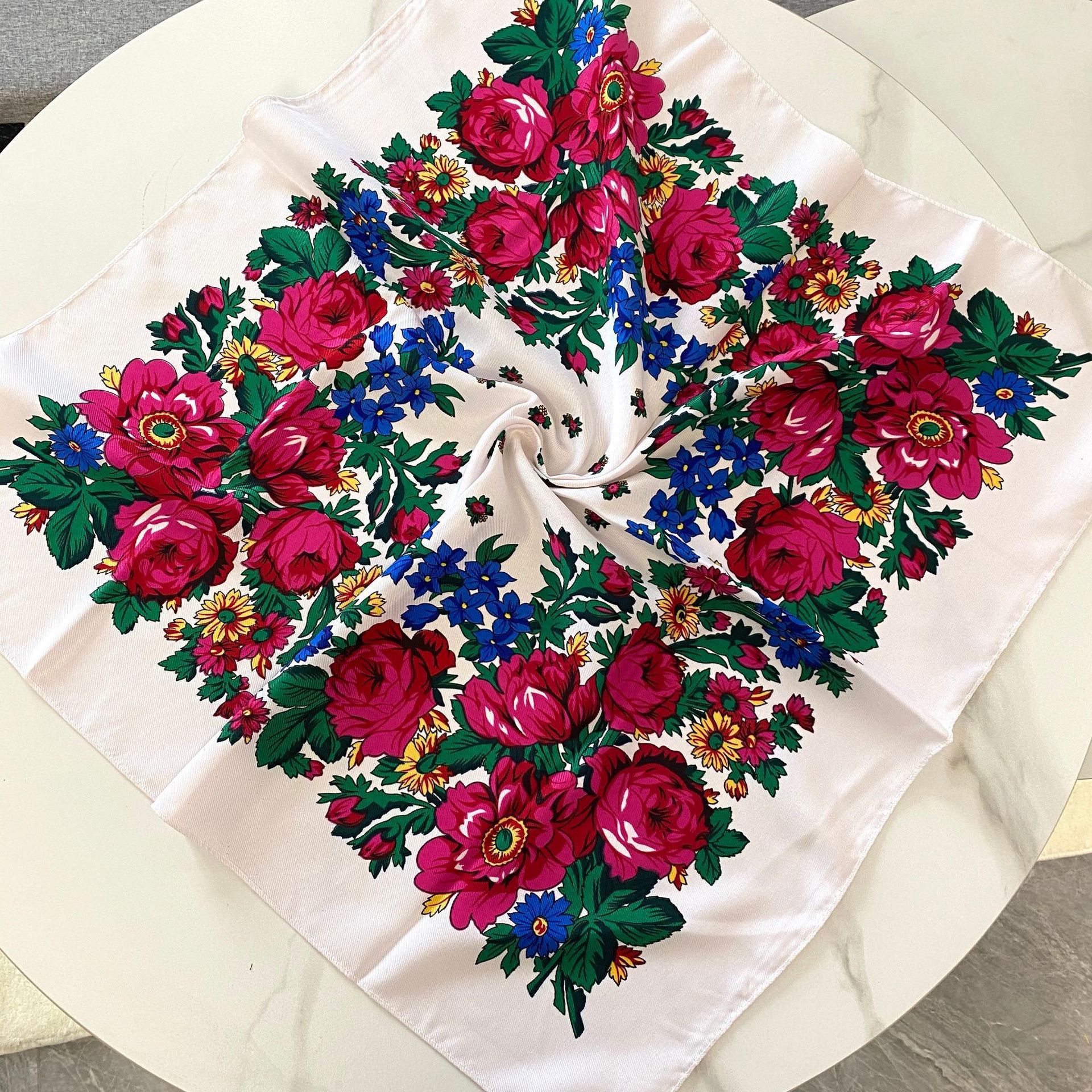 70*70cm Russian Floral Square  - Bandana Cotton avaliação e preço