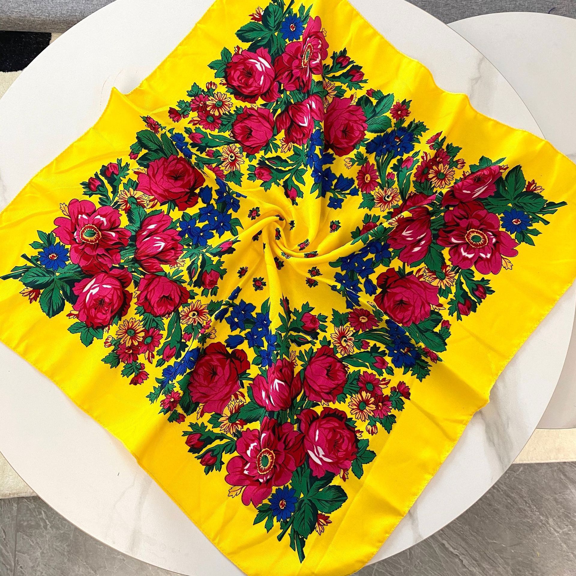 70*70cm Russian Floral Square  - Bandana Cotton avaliação e preço