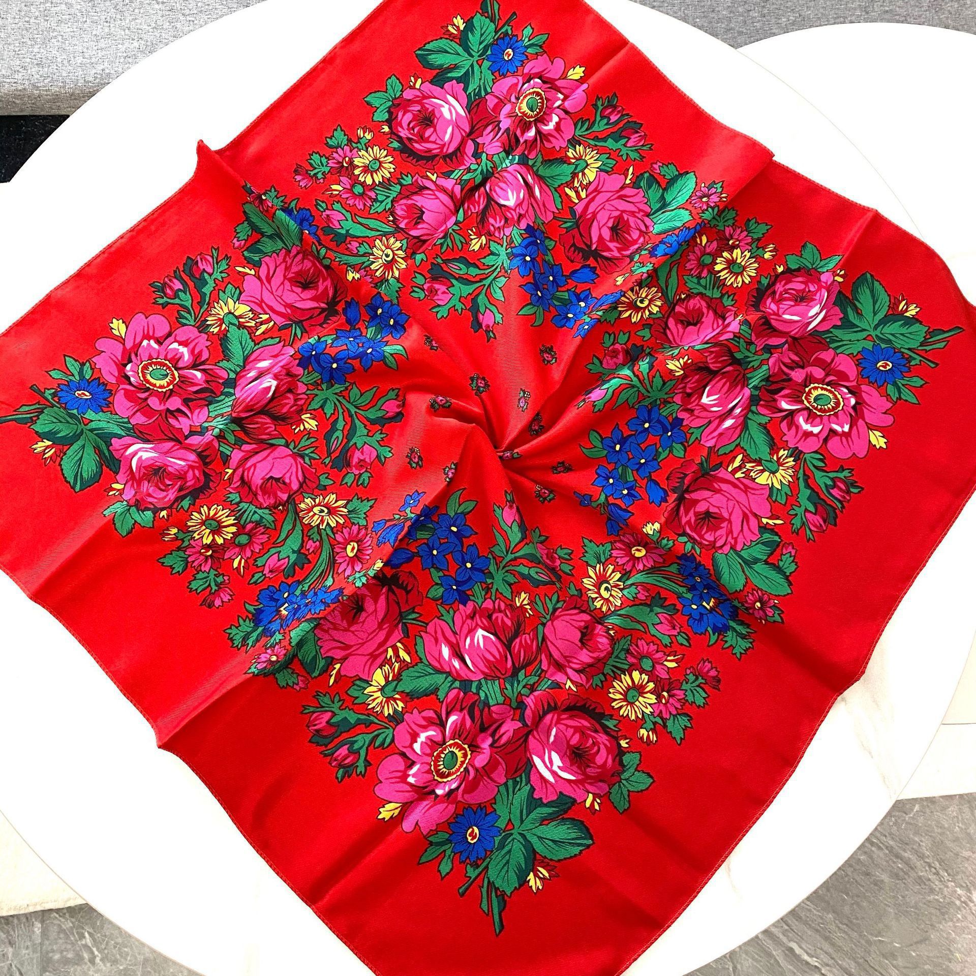 70*70cm Russian Floral Square  - Bandana Cotton avaliação e preço