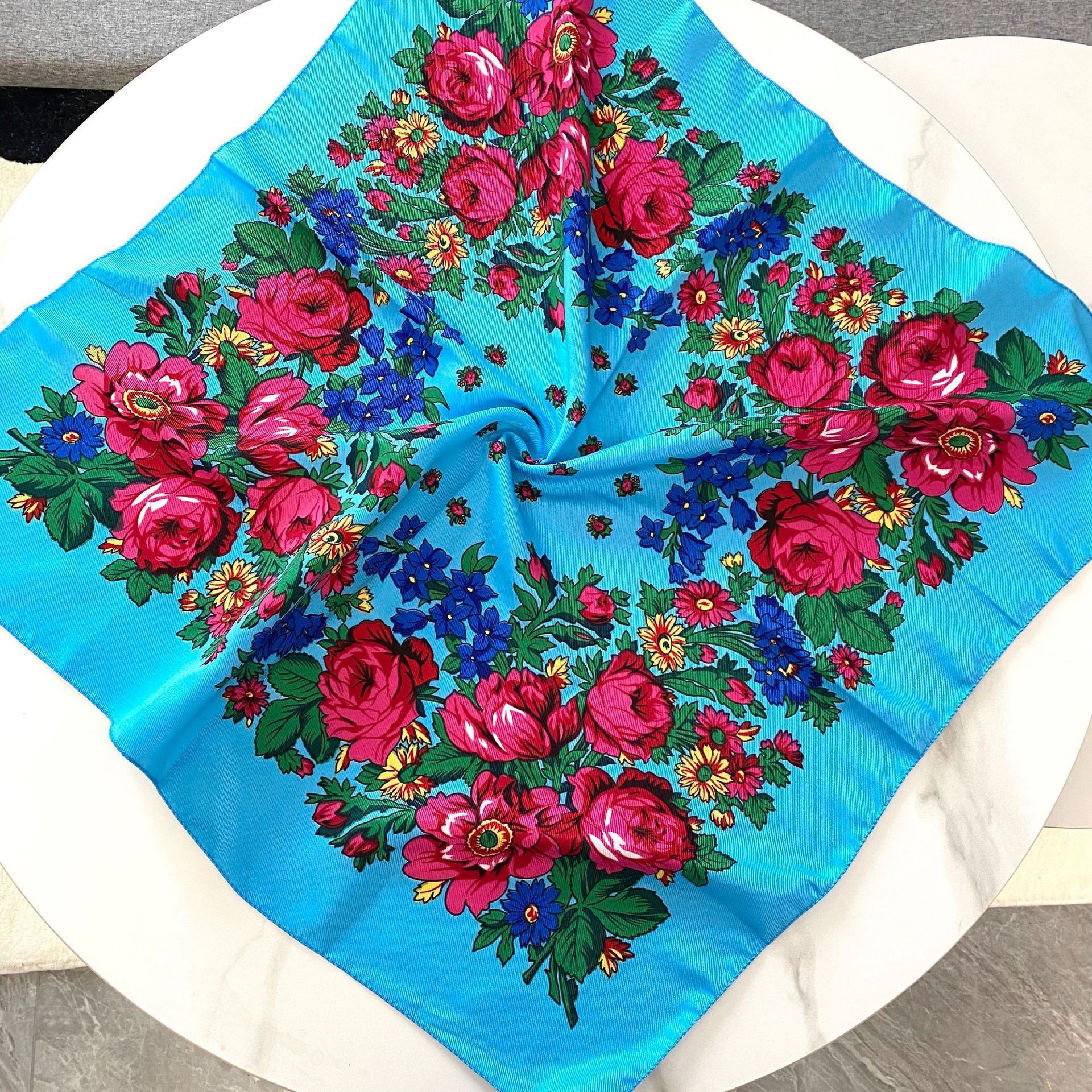 70*70cm Russian Floral Square  - Bandana Cotton avaliação e preço