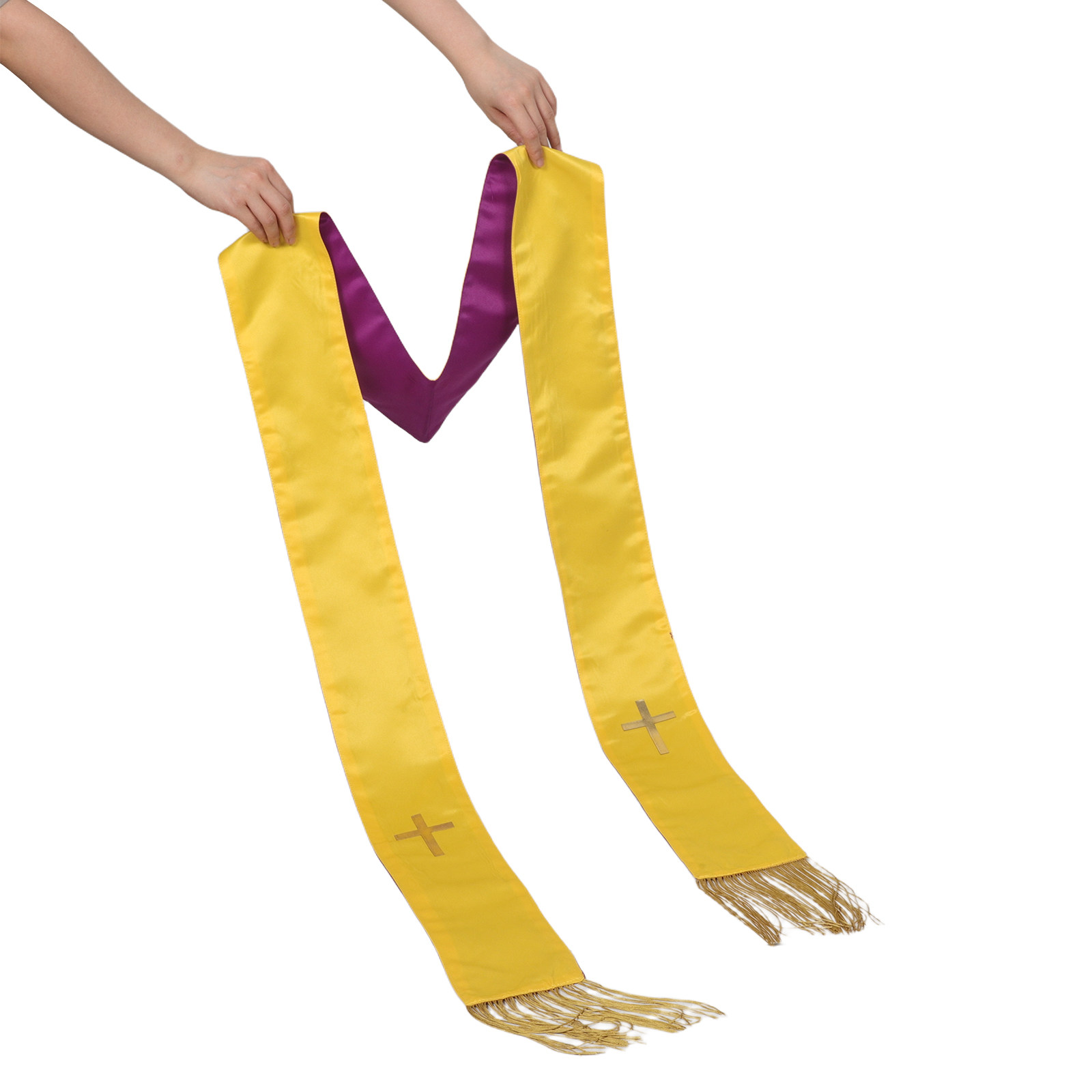 Dual Color Purple Gold Reversi - Stole Wedding Shawl avaliação e preço
