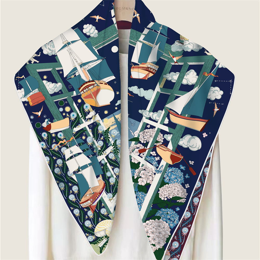 90CM Brand Silk Scarves Wraps  - Scarf Silk Square avaliação e preço