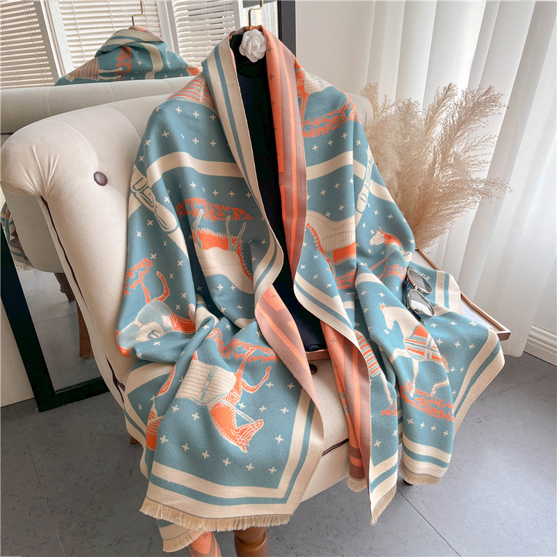 Luxury Horse Print Thick Cashm - Woven Scarf Blanket avaliação e preço