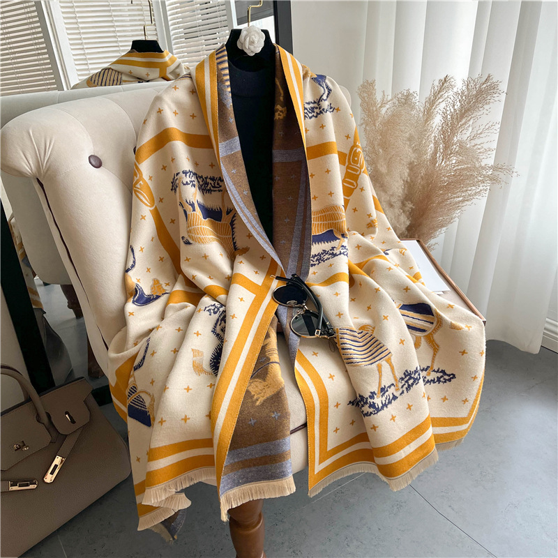Luxury Horse Print Thick Cashm - Woven Scarf Blanket avaliação e preço