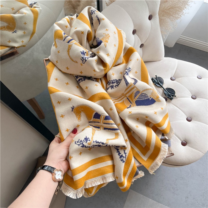 Luxury Horse Print Thick Cashm - Woven Scarf Blanket avaliação e preço