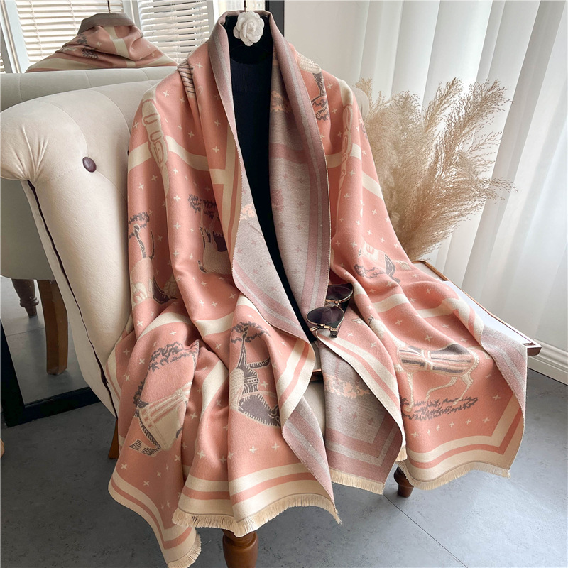 Luxury Horse Print Thick Cashm - Woven Scarf Blanket avaliação e preço