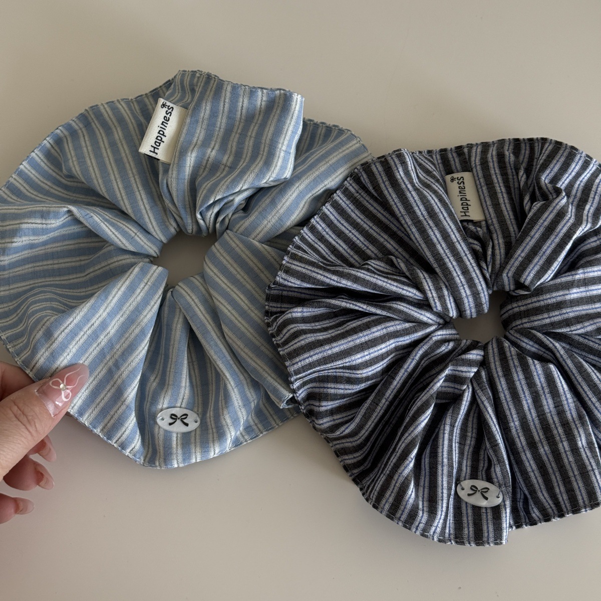 Blue Solid Color Silk Hair Ban - Silk Tie Striped avaliação e preço
