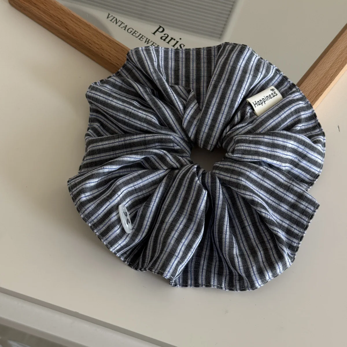 Blue Solid Color Silk Hair Ban - Silk Tie Striped avaliação e preço