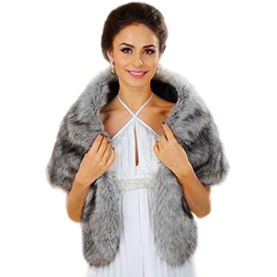 Aukmla Women's Wedding Fur Wra - Stole Wedding Shawl avaliação e preço