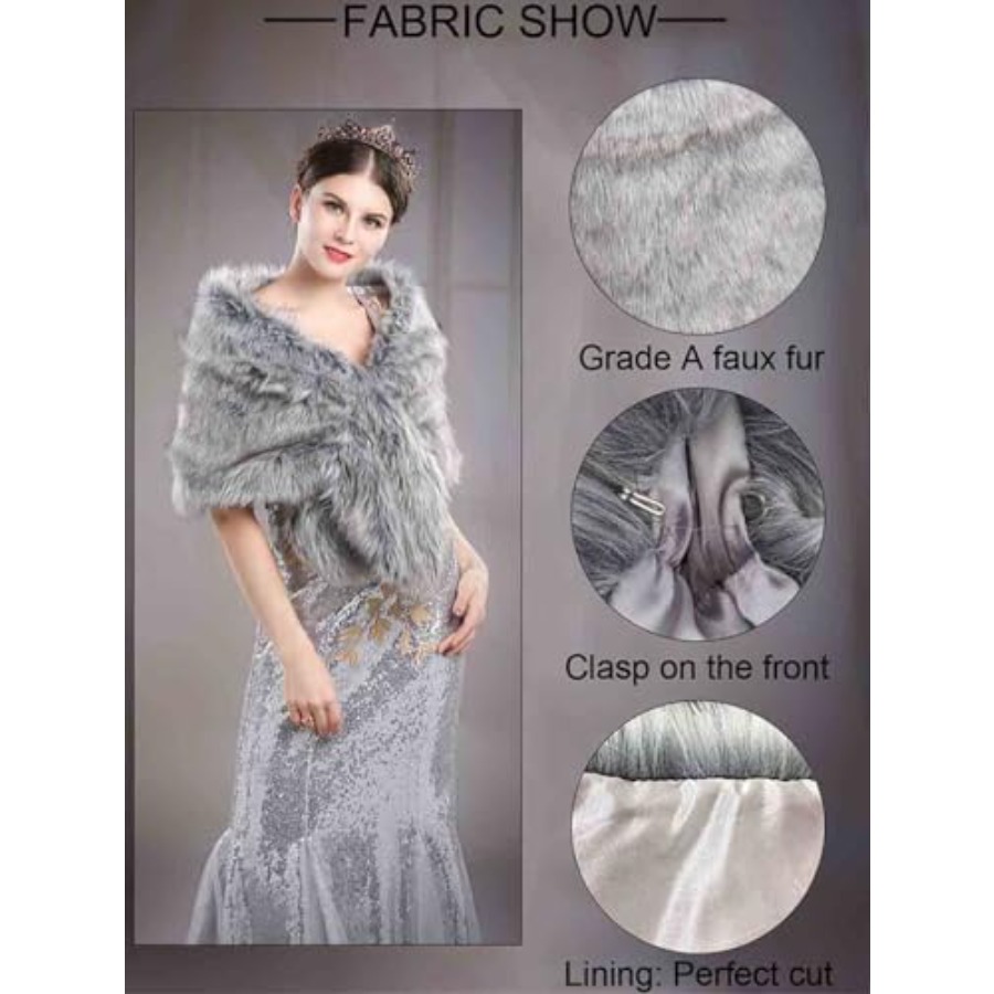 Aukmla Women's Wedding Fur Wra - Stole Wedding Shawl avaliação e preço