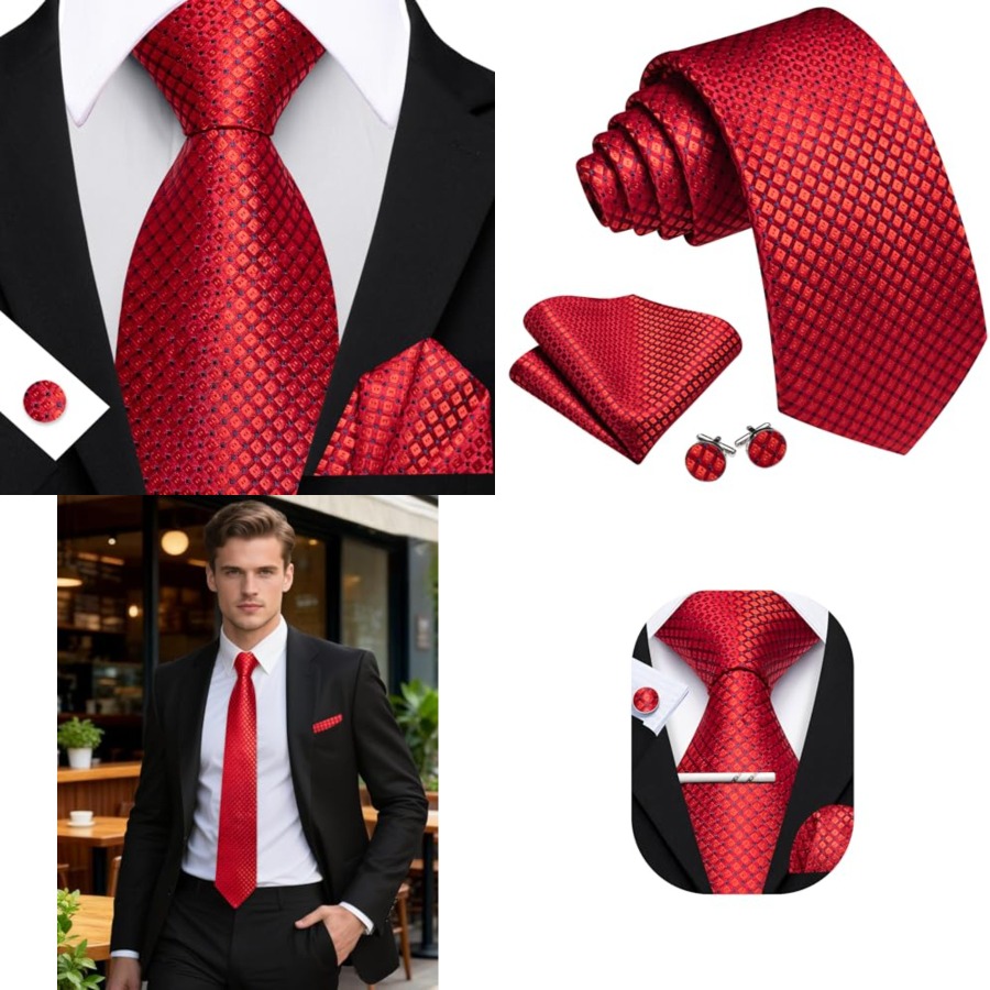 Men Plaid/Striped Ties Set Sil - Silk Tie Striped avaliação e preço