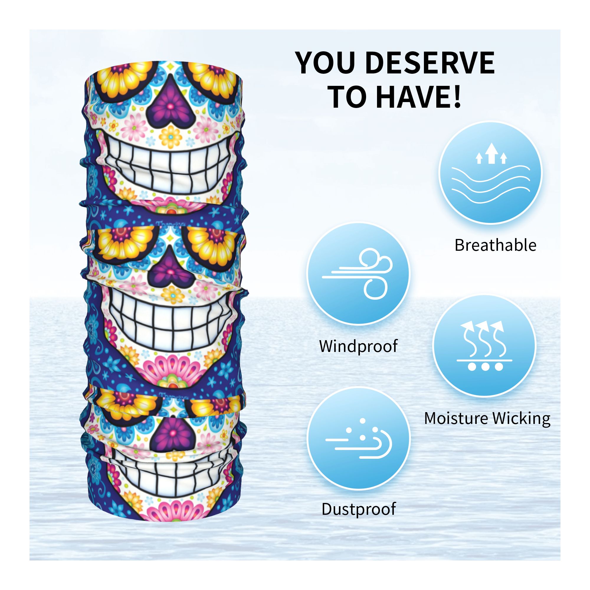 Custom Day Of The Dead Sugar S - Neck Warmer Tube avaliação e preço