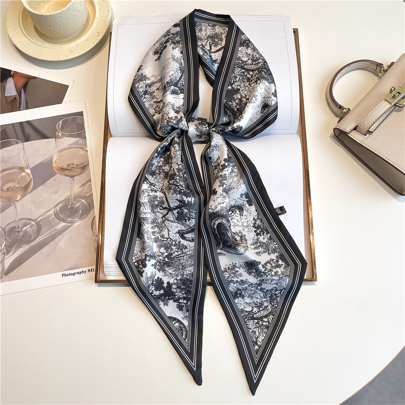 Luxury Long Neckerchief Skinny - Silk Neck Scarf avaliação e preço