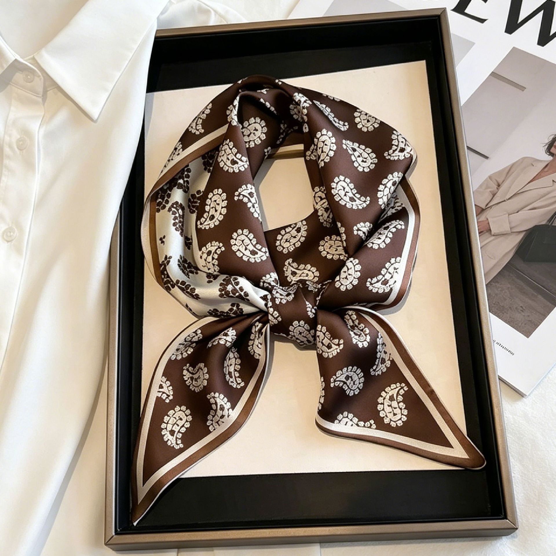 Luxury Long Neckerchief Skinny - Silk Neck Scarf avaliação e preço