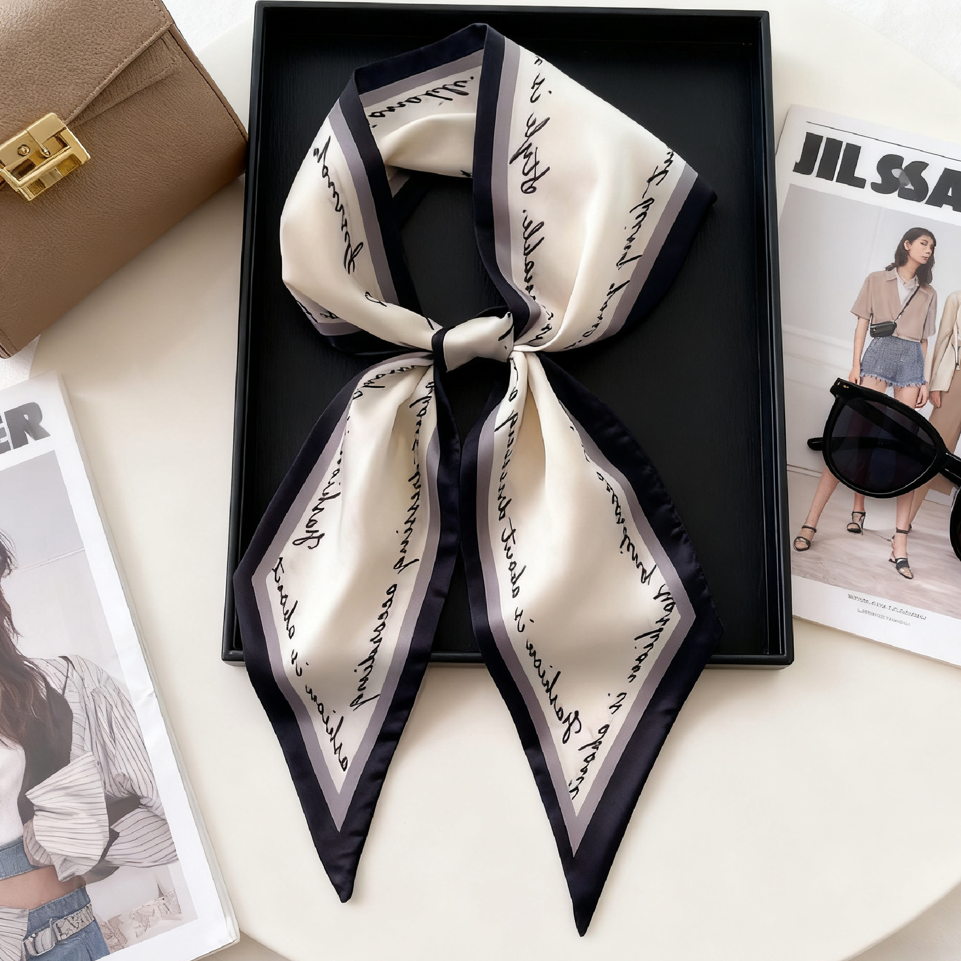 Luxury Long Neckerchief Skinny - Silk Neck Scarf avaliação e preço