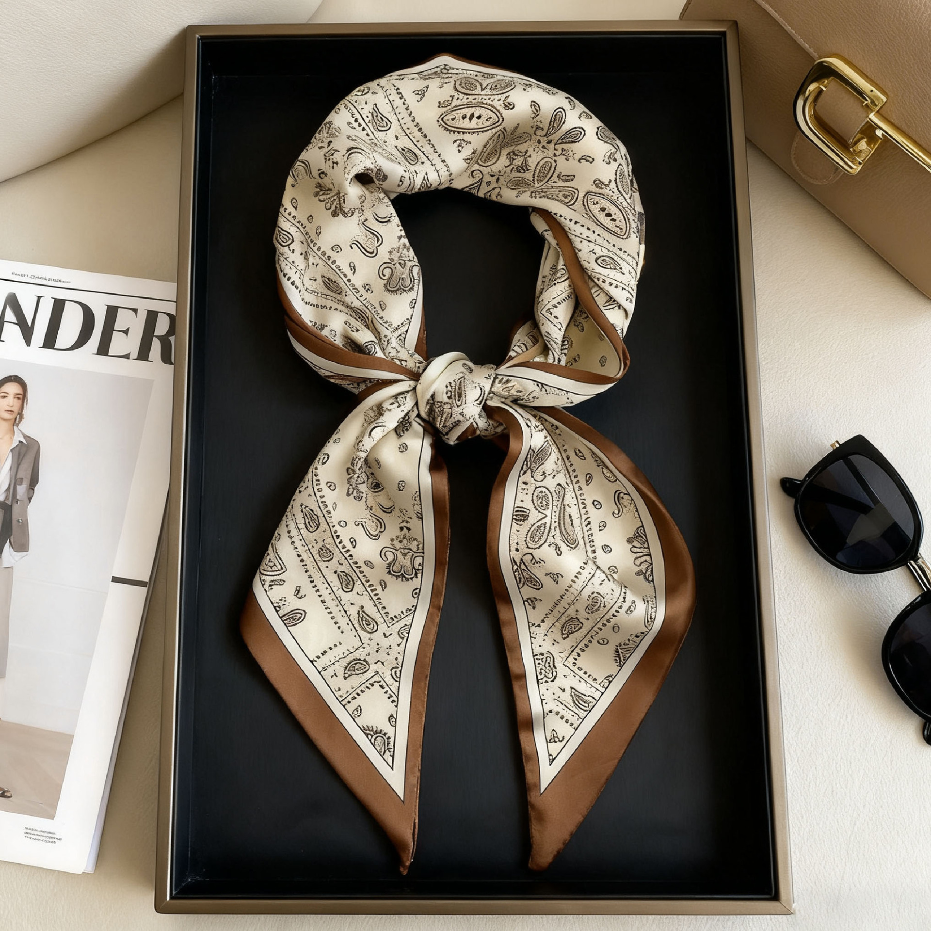 Luxury Long Neckerchief Skinny - Silk Neck Scarf avaliação e preço