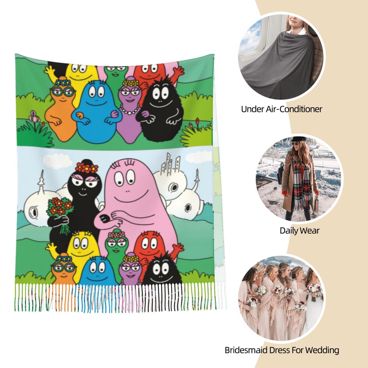 Les Barbapapa Family Shawls Wr - Pashmina Wrap Large avaliação e preço