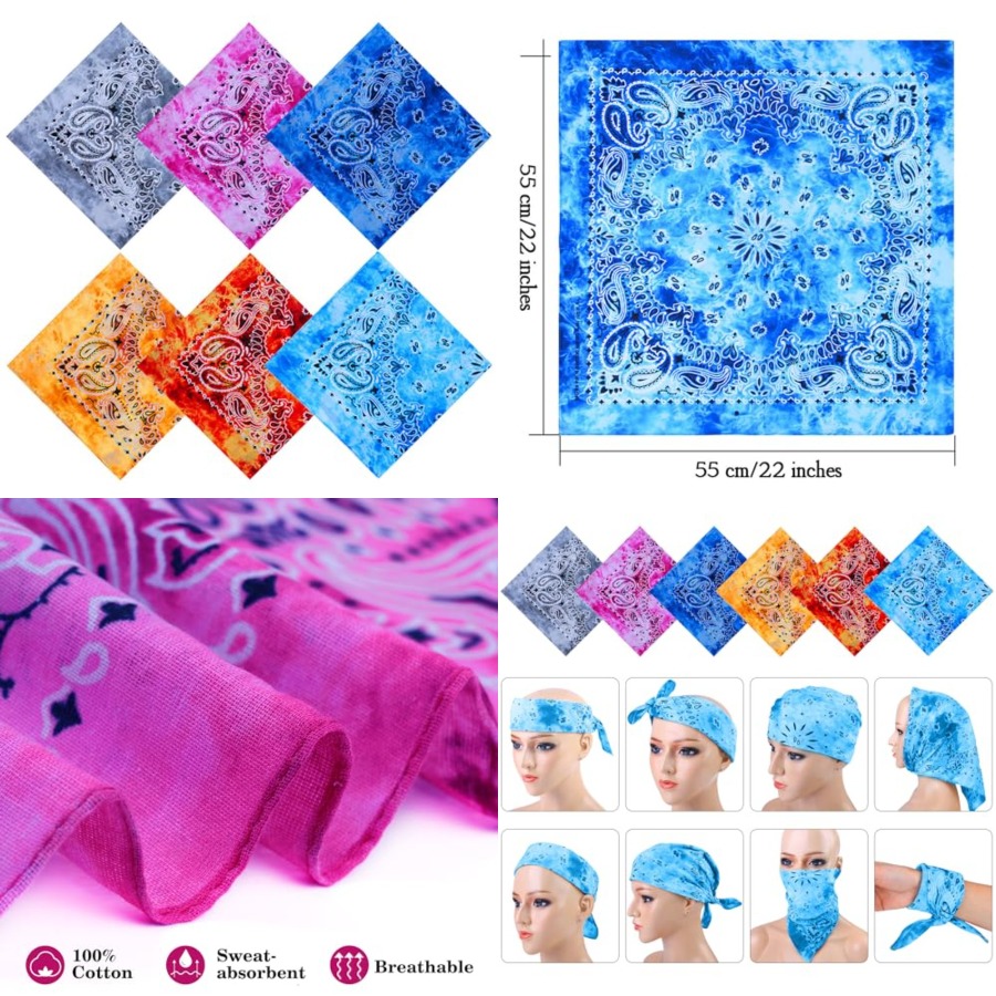 URATOT 6 Pack Tie Dye Bandana  - Handkerchief Cotton Men avaliação e preço