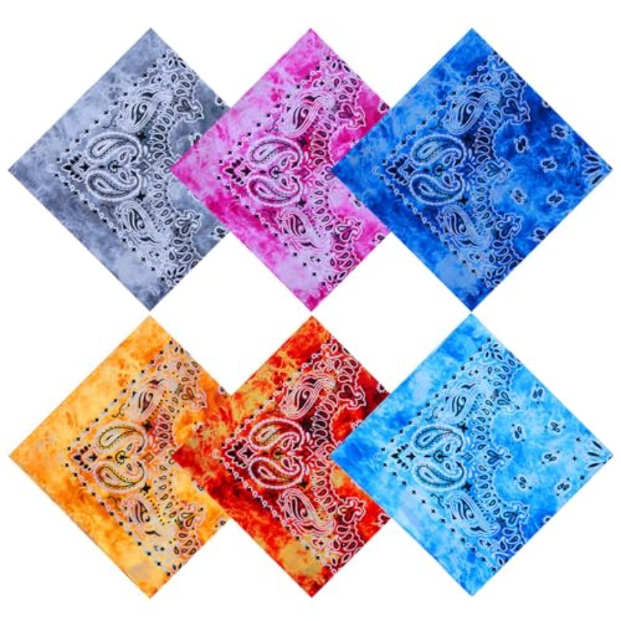 URATOT 6 Pack Tie Dye Bandana  - Handkerchief Cotton Men avaliação e preço