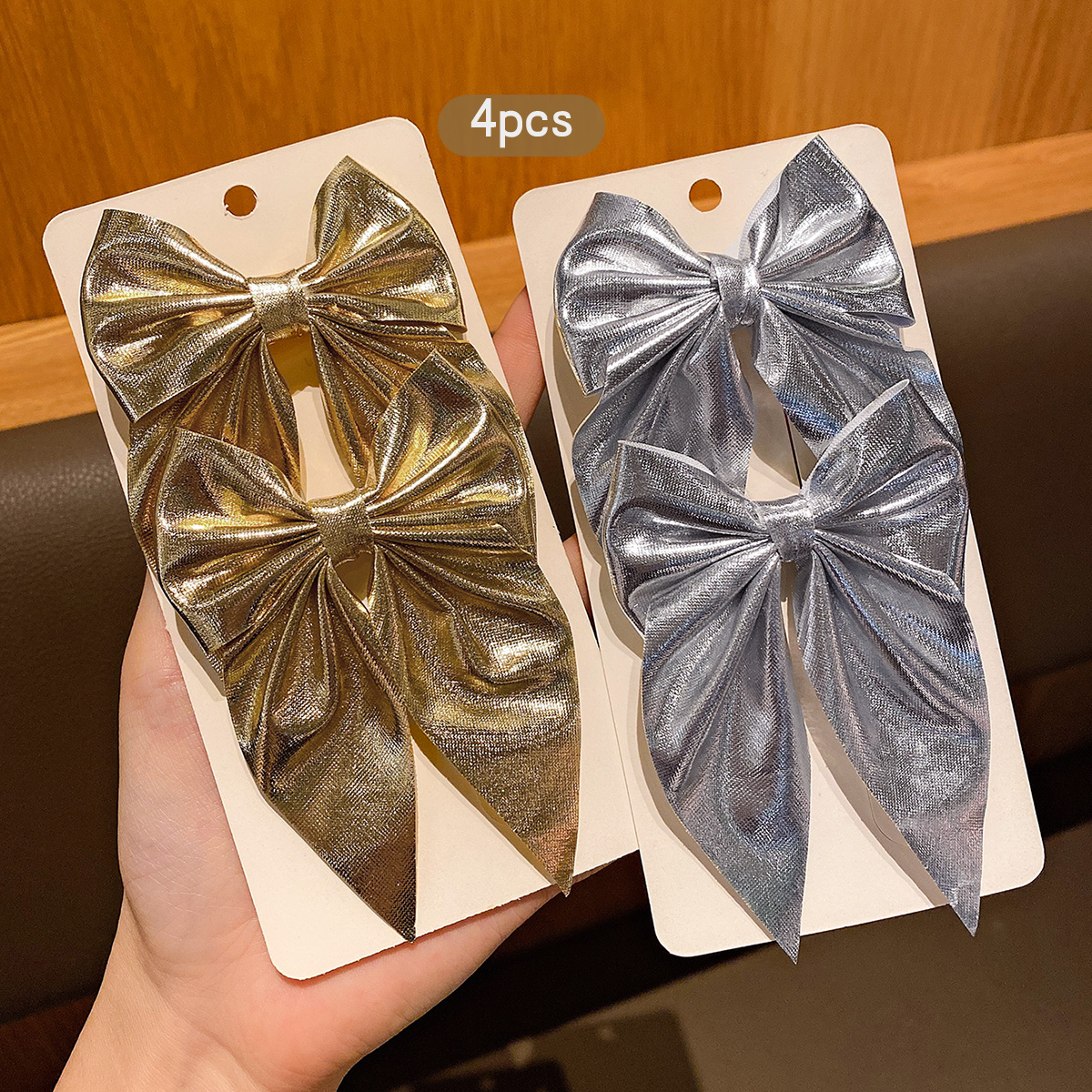 4 fashionable bow hair clips i - Tie Clip Silver avaliação e preço