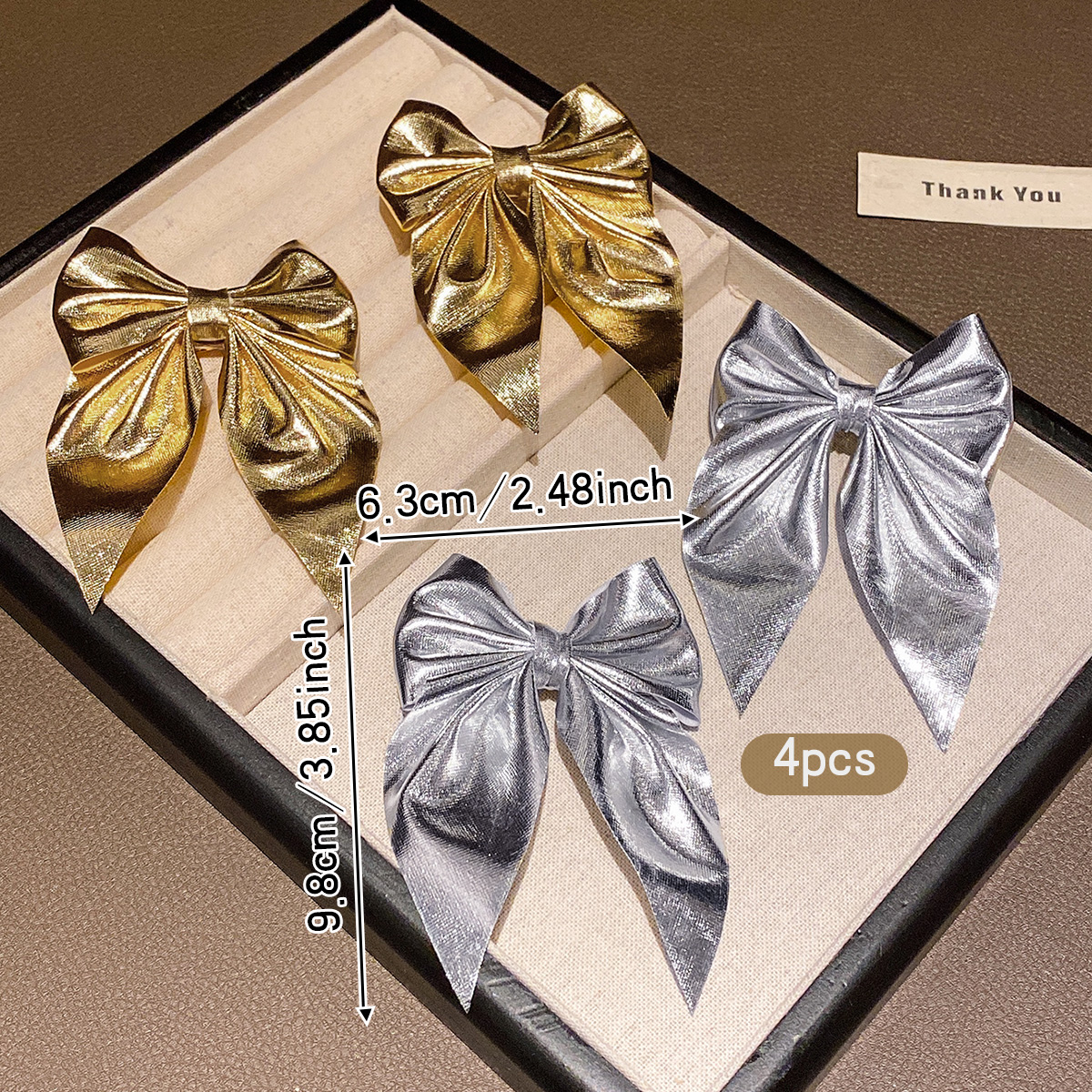 4 fashionable bow hair clips i - Tie Clip Silver avaliação e preço