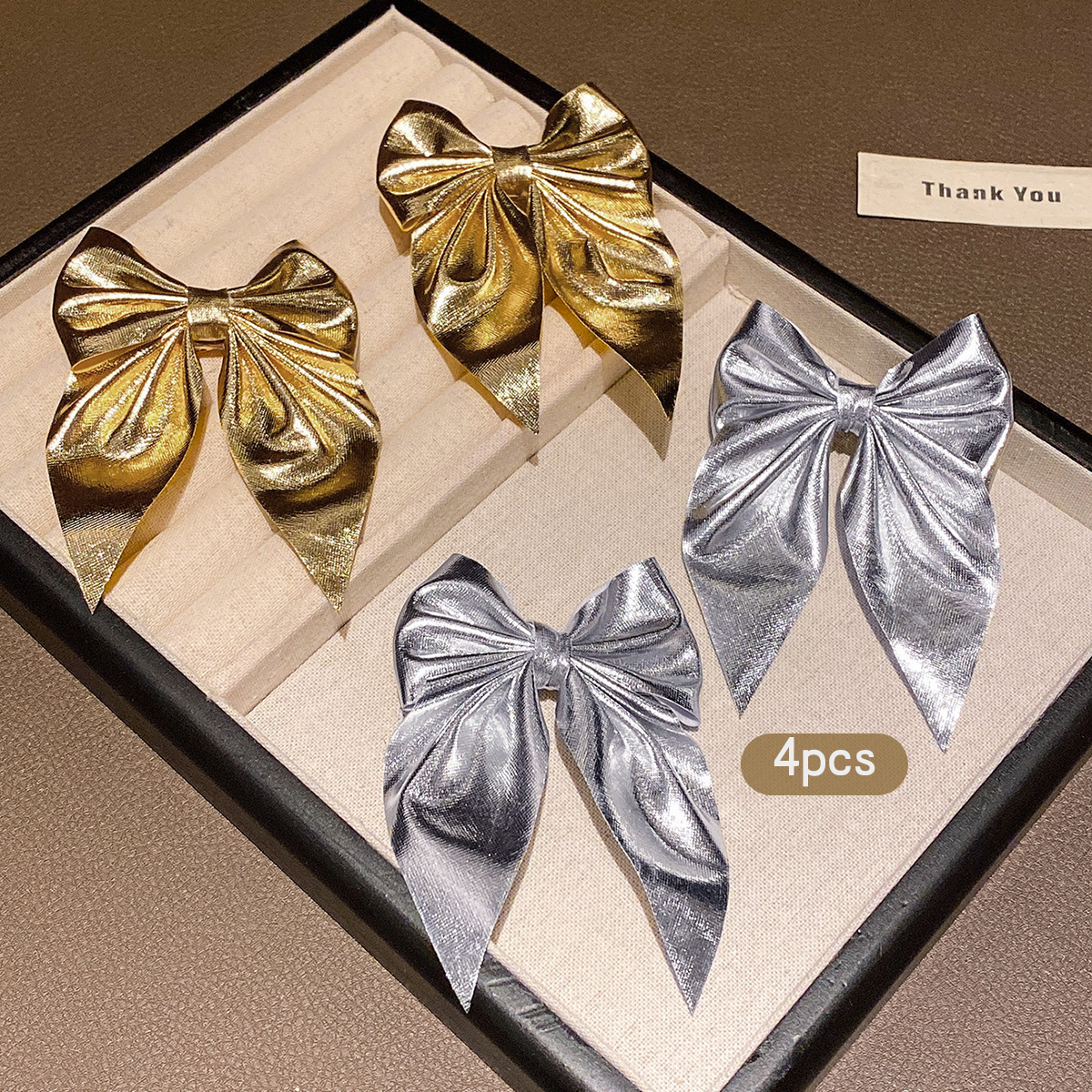 4 fashionable bow hair clips i - Tie Clip Silver avaliação e preço