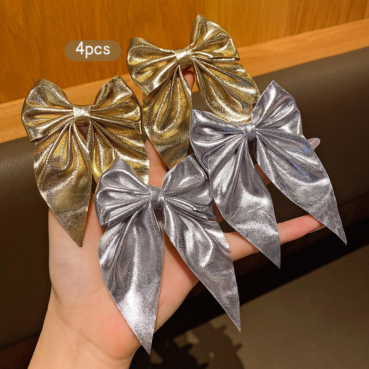 4 fashionable bow hair clips i - Tie Clip Silver avaliação e preço