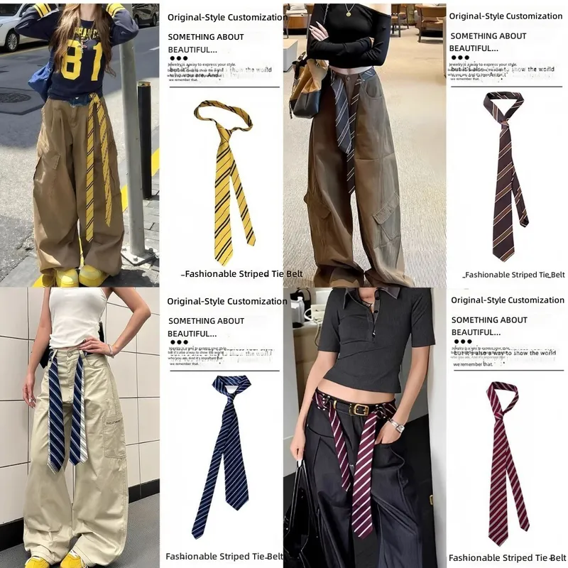 2026 South Korea Dongdaemun St - Silk Tie Striped avaliação e preço