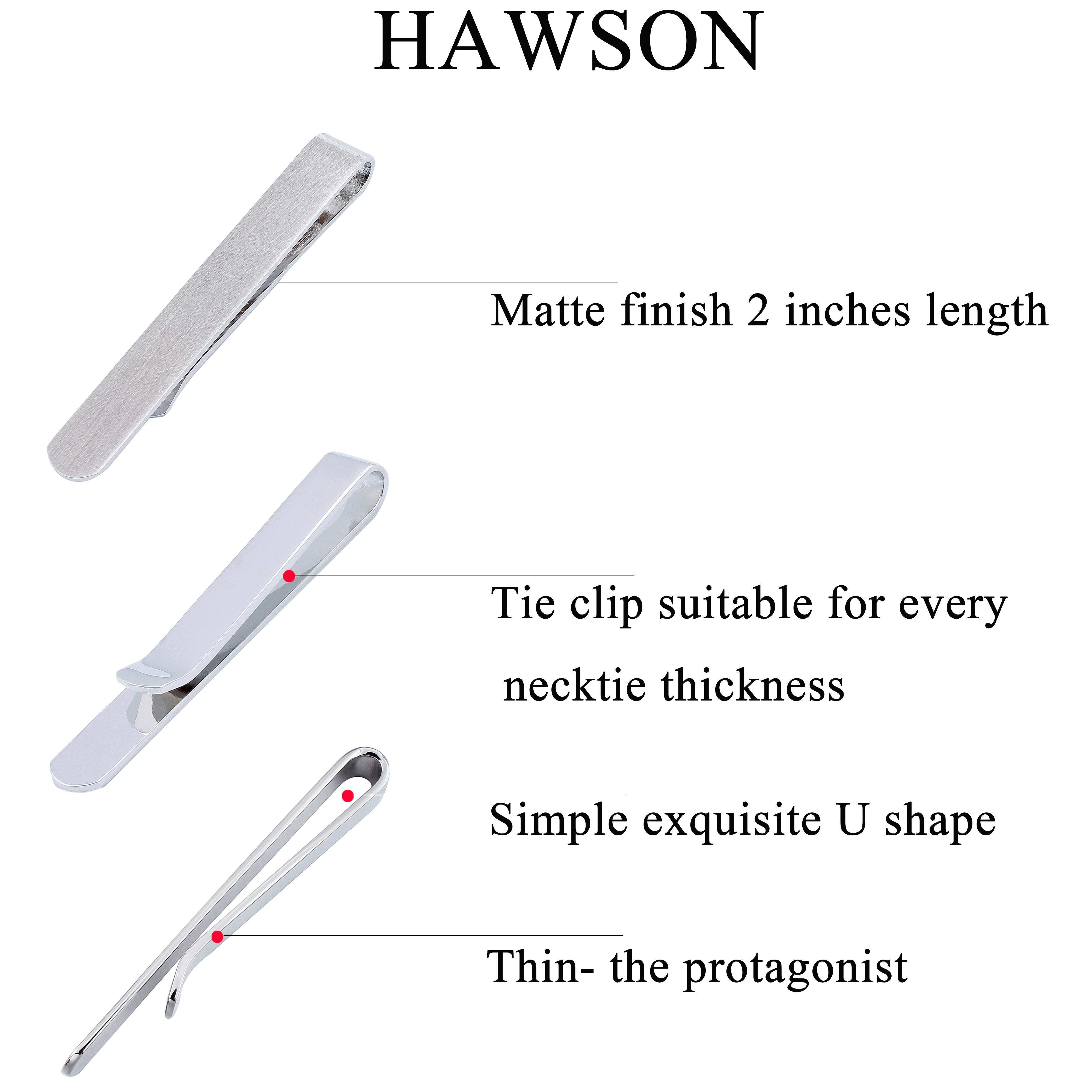HAWSON 4pcs Skinny Tie Clip fo - Tie Bar Set Gift avaliação e preço