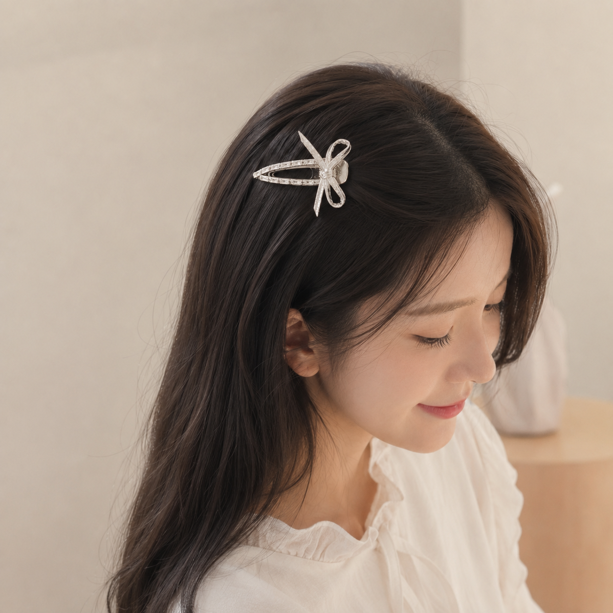 Y2K Bow Hair Clip Silver Alloy - Tie Clip Silver avaliação e preço