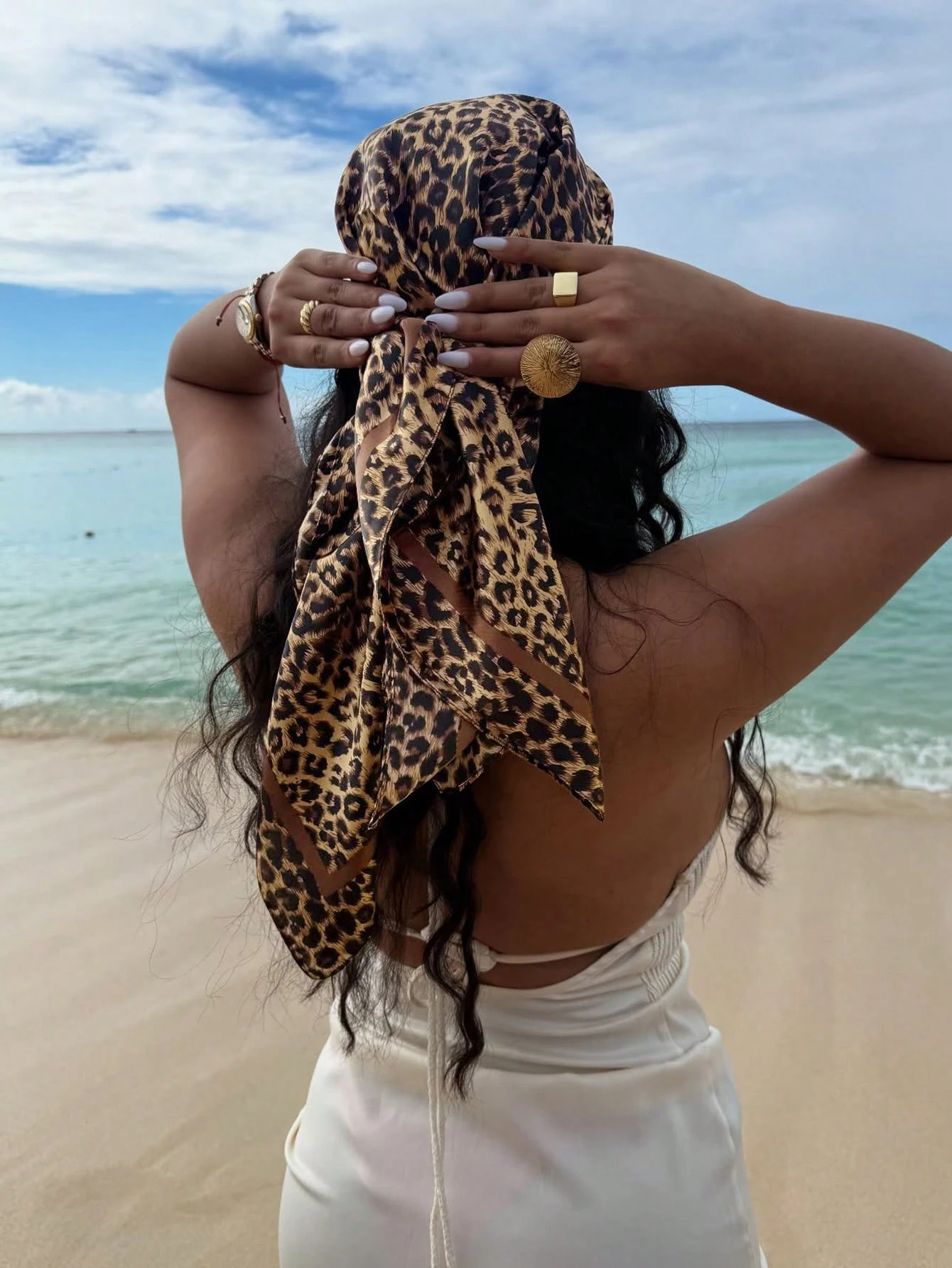 90cm Leopard Print Neckerchief - Silk Neck Scarf avaliação e preço