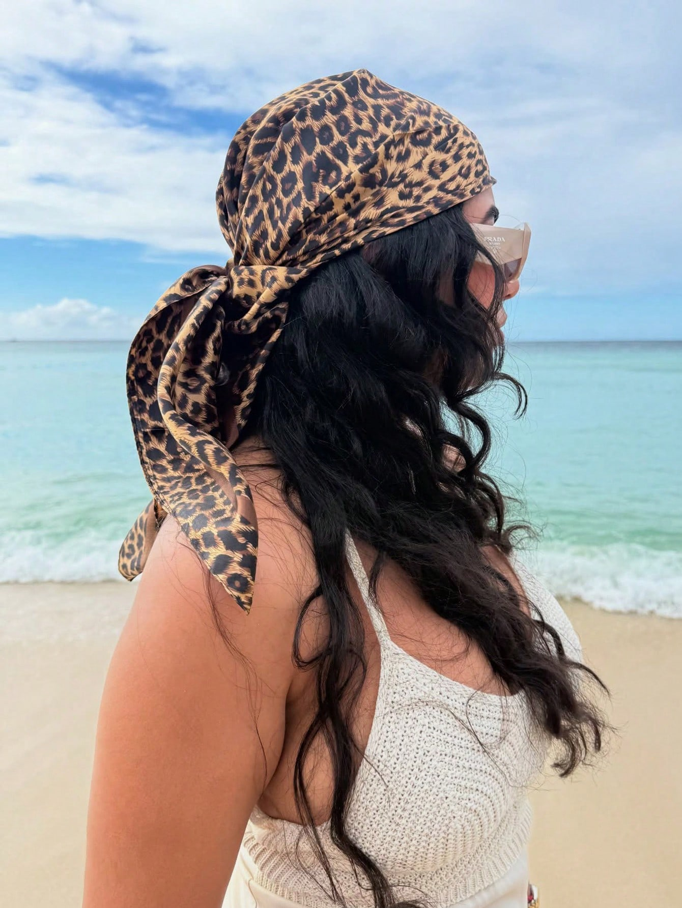 90cm Leopard Print Neckerchief - Silk Neck Scarf avaliação e preço