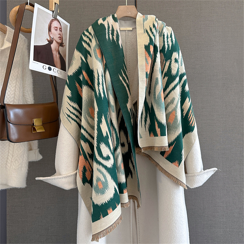 2025 Brand Warm Cashmere Ponch - Woven Scarf Blanket avaliação e preço