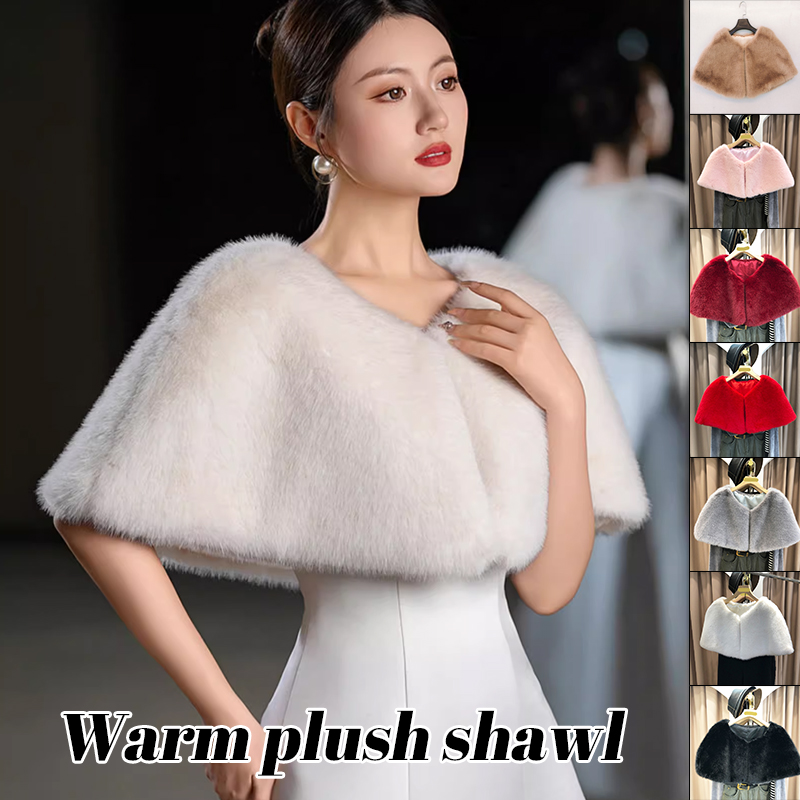 Women Winter Faux Fur Shawl El - Stole Wedding Shawl avaliação e preço