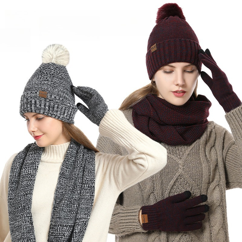 Women Winter 3Pcs Fleece Lined - Infinity Scarf Knit avaliação e preço