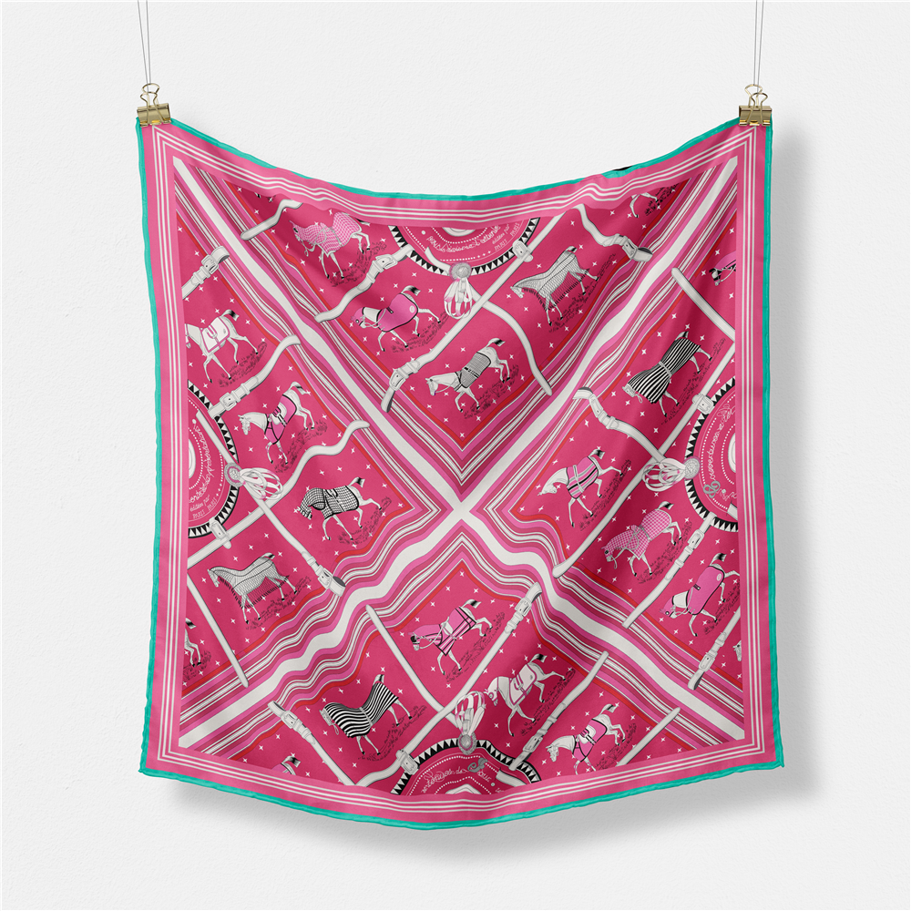 53CM Brand Small Plaid Horse P - Silk Neck Scarf avaliação e preço