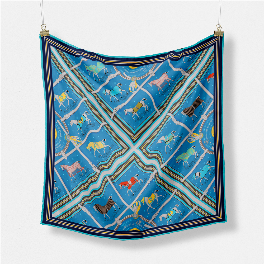 53CM Brand Small Plaid Horse P - Silk Neck Scarf avaliação e preço