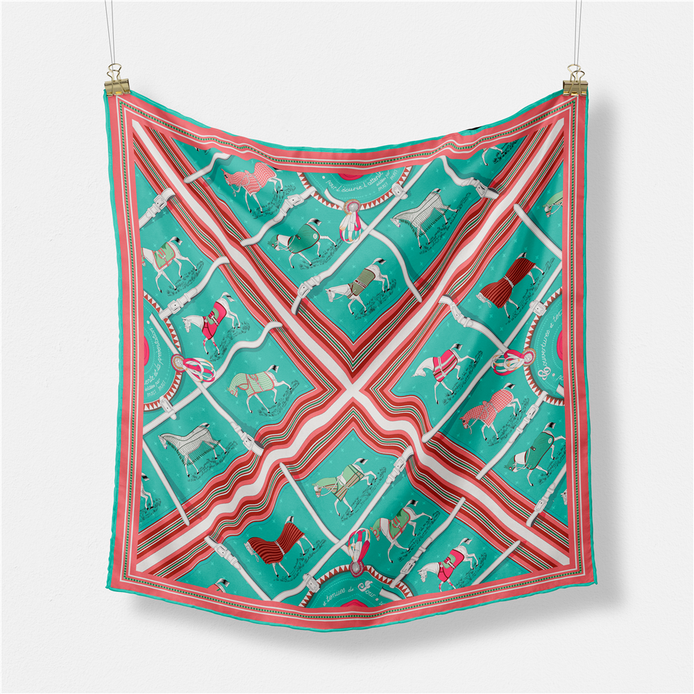 53CM Brand Small Plaid Horse P - Silk Neck Scarf avaliação e preço