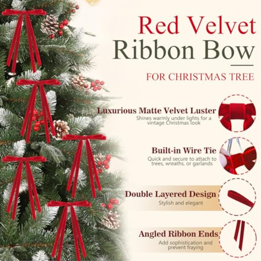 24 Pcs Christmas Bows for Tree - Bow Tie Pre Tied avaliação e preço