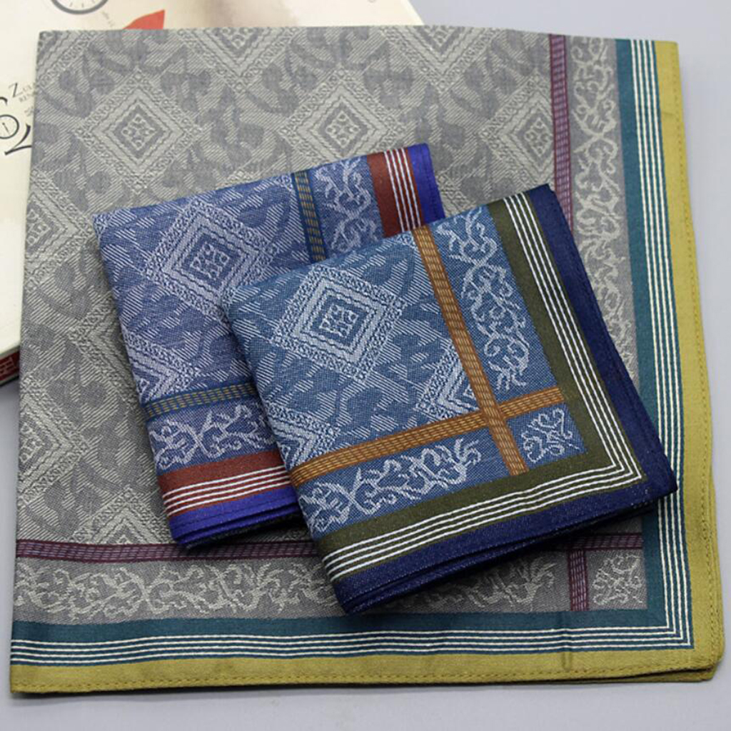 3pcs Mens Plaid Wedding Handke - Handkerchief Cotton Men avaliação e preço