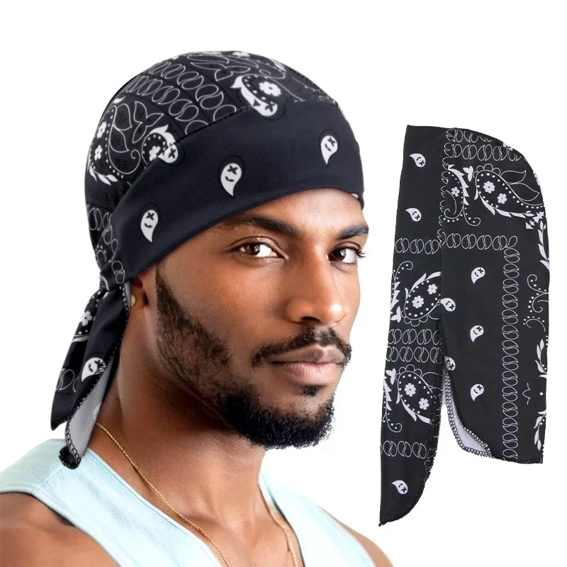 New Men Women Print Durag Du-R - Bandana Doo Rag avaliação e preço