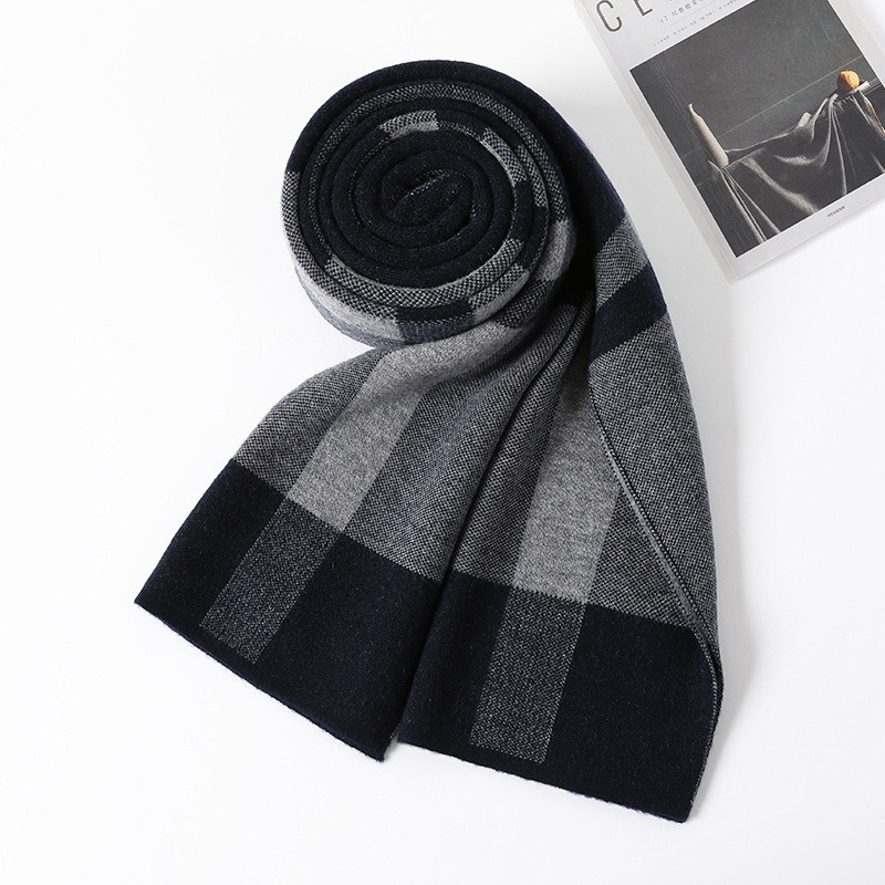 Luxury Scarf Man Winter Warm W - Muffler Men Wool avaliação e preço